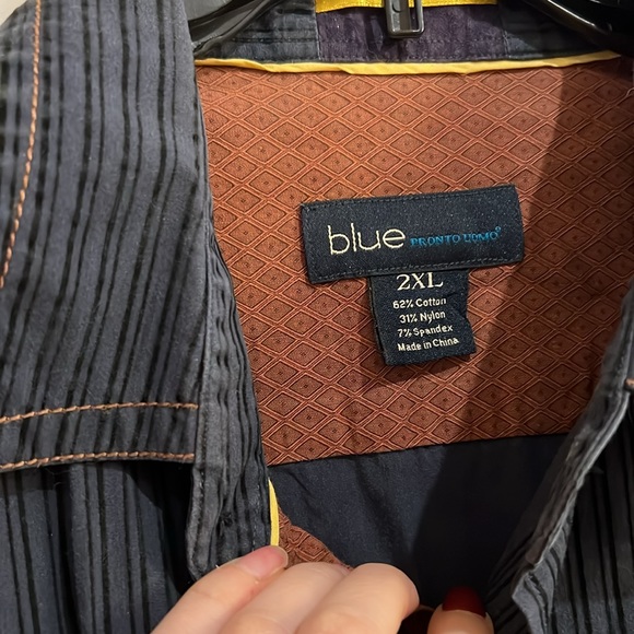 Blue Pronto Uomo Size 2XL Mens Shirt - Picture 5 of 7
